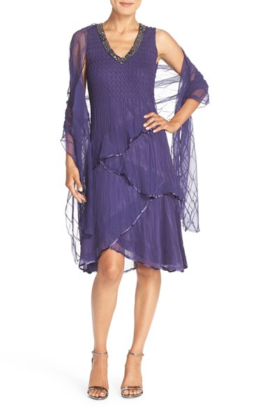 Lyst - Komarov Embellished Chiffon A-line Dress & Shawl in Purple
